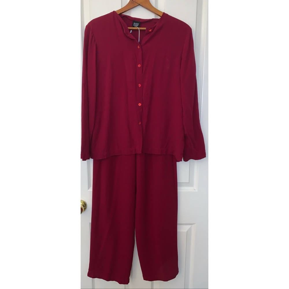 Eileen Fisher Burgundy Silk Set Women’s Size Small